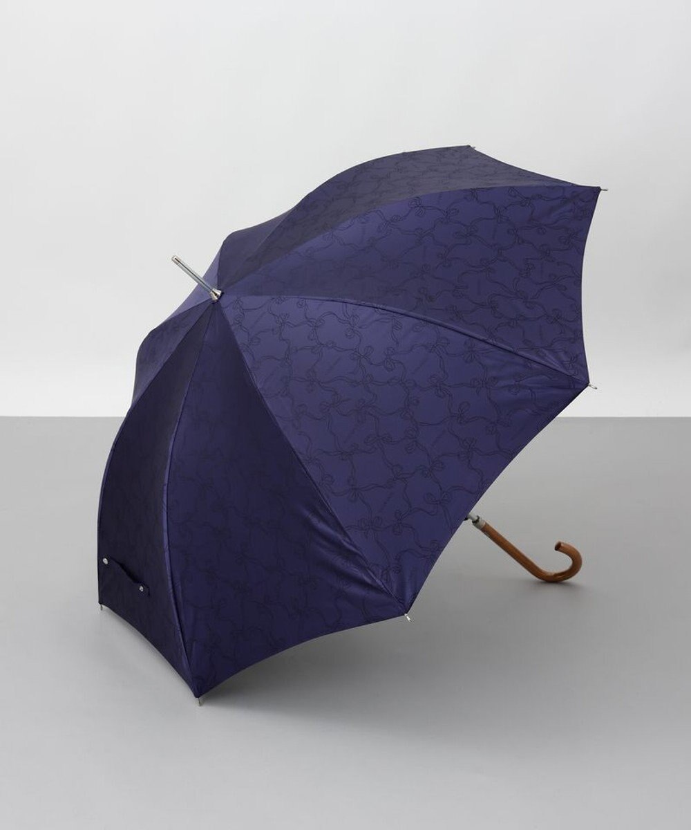 AURORA 【 NINA RICCI（ニナ リッチ）】リボン柄無地ジャガード雨傘（長傘） 