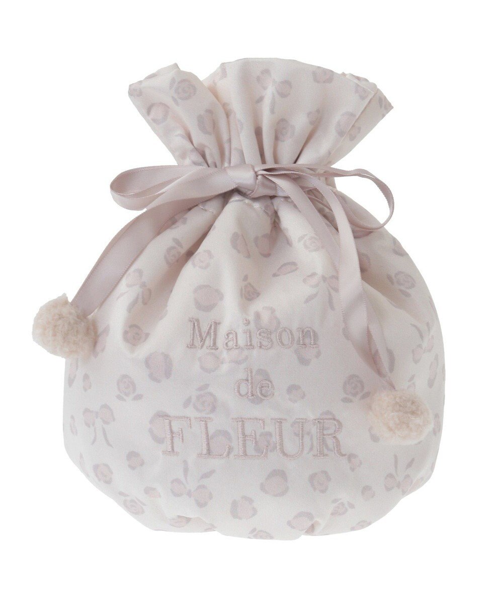 Maison de FLEUR リボンレオパード巾着ポーチ 