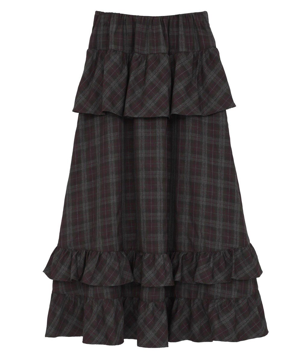 Green Parks ■ＥＳＣＡＲ　チェックペプラムフレアスカート 
