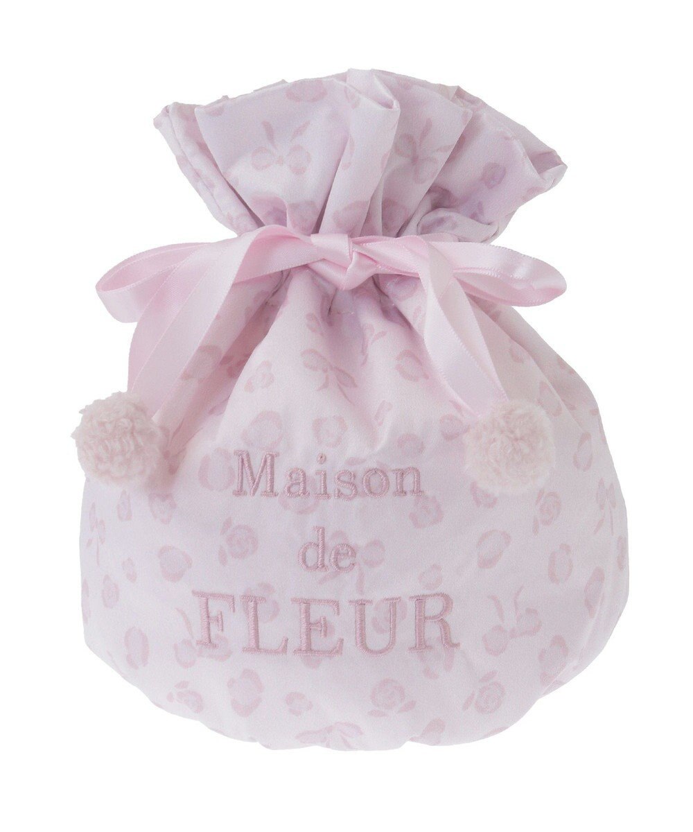 Maison de FLEUR リボンレオパード巾着ポーチ 