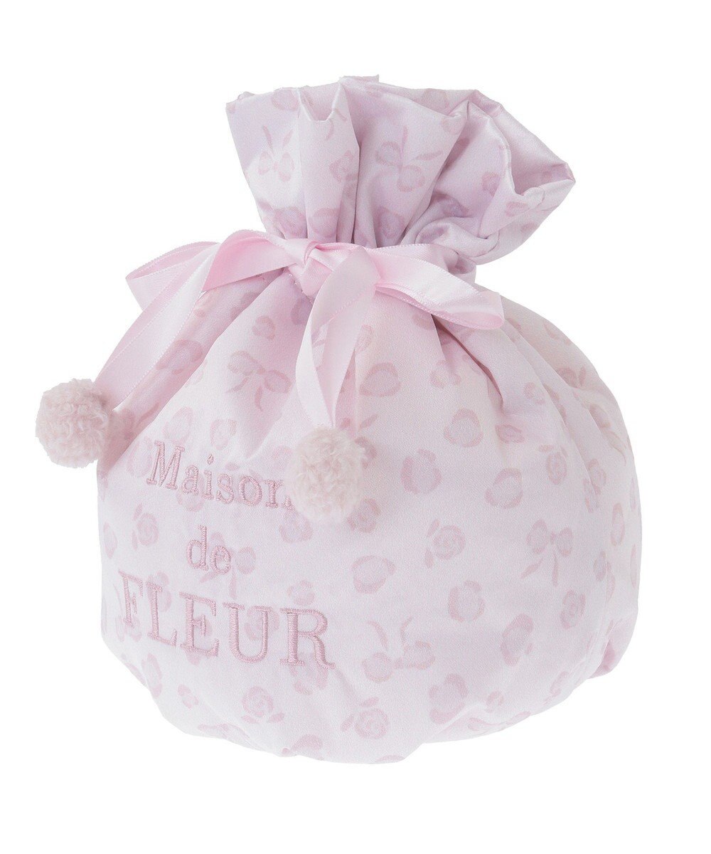 Maison de FLEUR リボンレオパード巾着ポーチ 