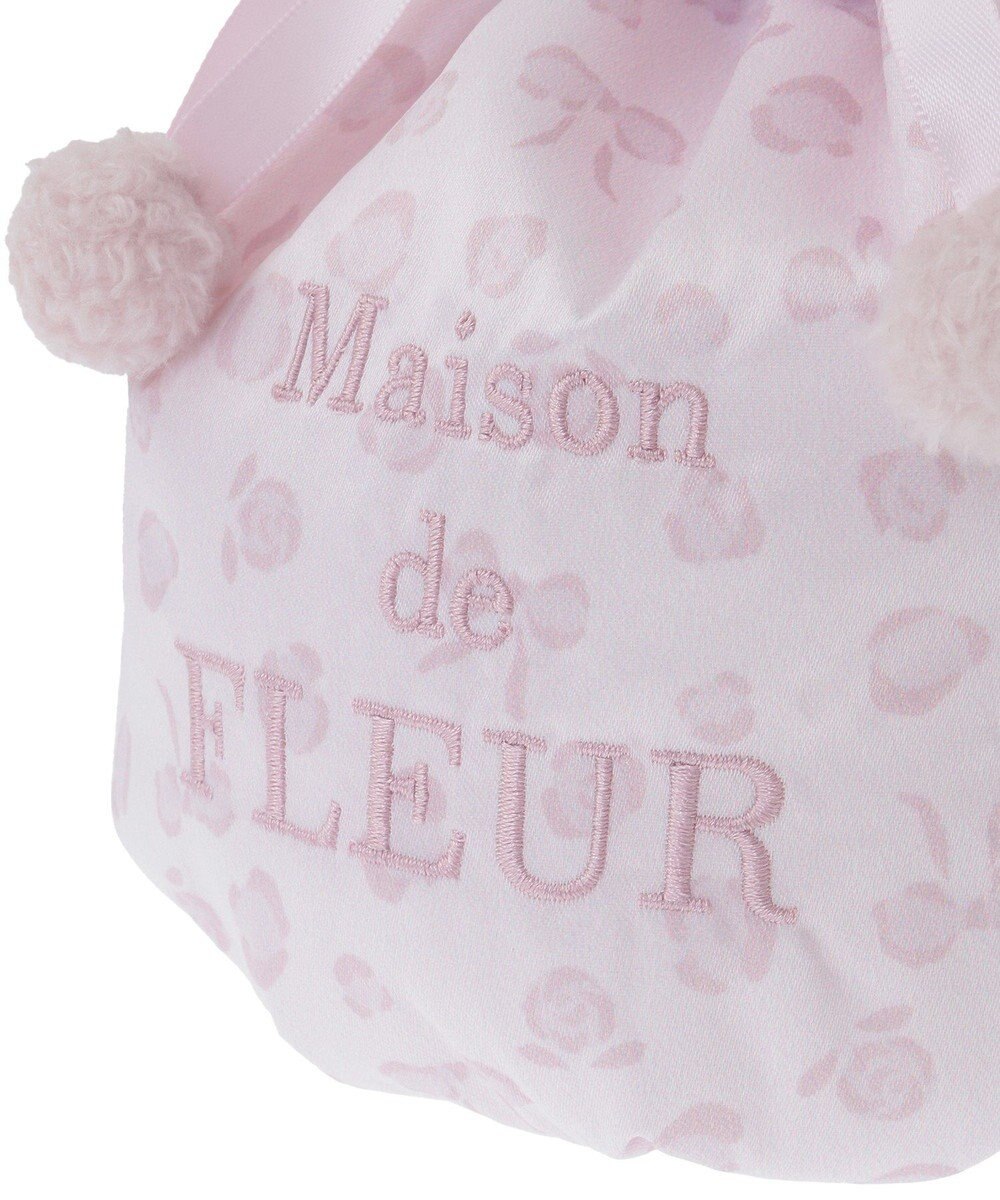 Maison de FLEUR リボンレオパード巾着ポーチ 