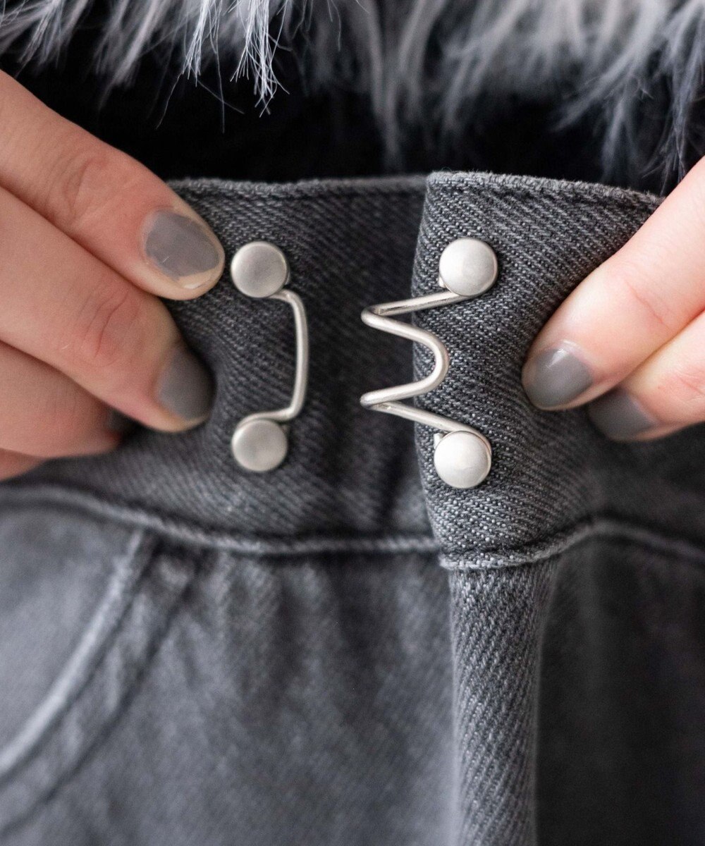 WEGO 【ウエスト調整付き】ウエストフックデニムワイドパンツ 