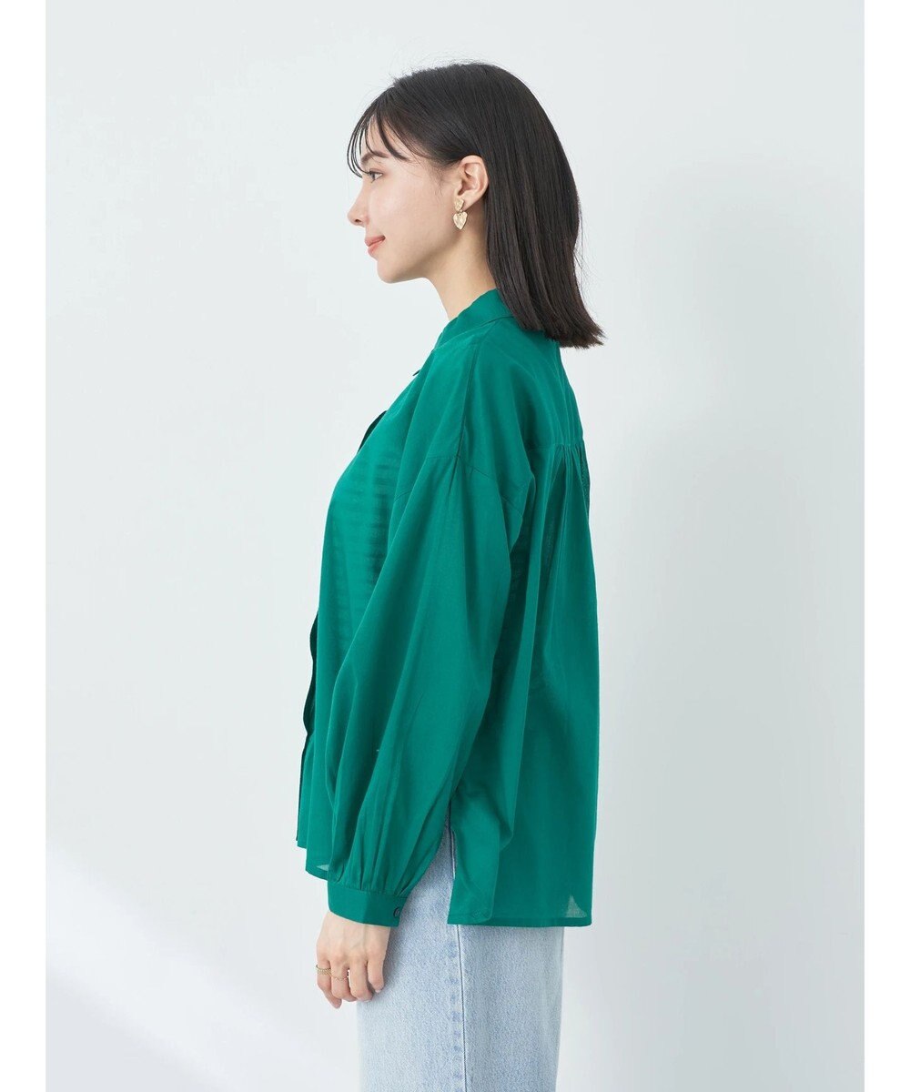 earth music&ecology コットンボイルギャザーシャツ 