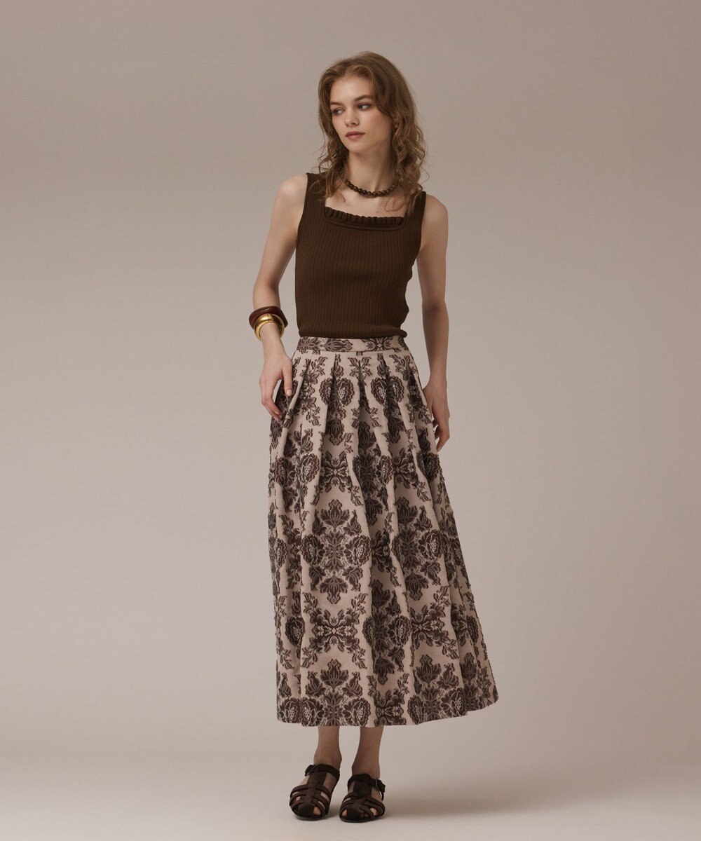 GRACE CONTINENTAL ダマスクジャガードタックスカート 