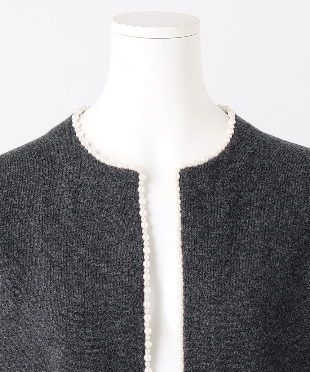 23区 L 【R(アール)】ウールカシミヤ パールトリム カーディガン 