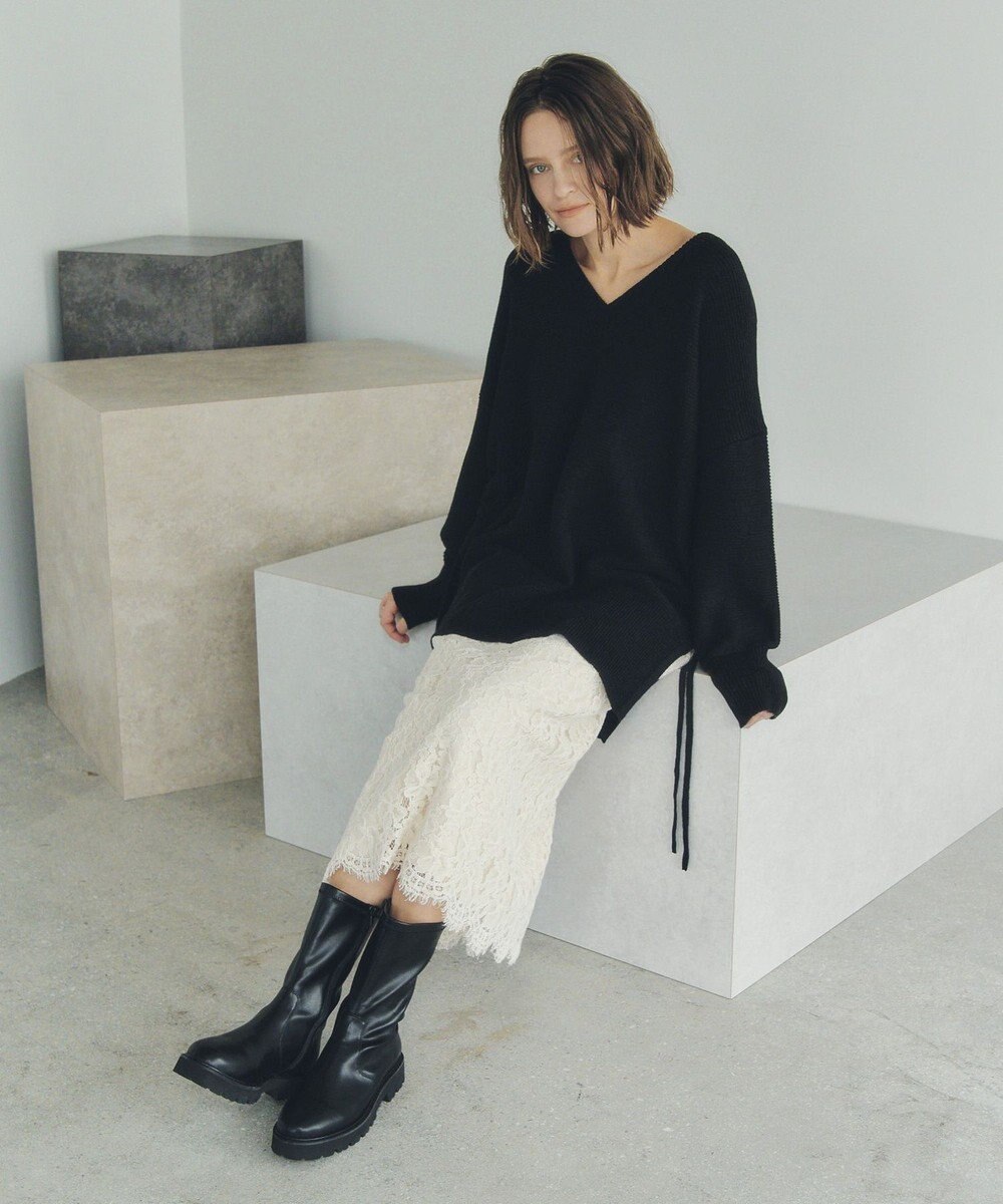 YECCA VECCA Vネックドロストデザインニット 