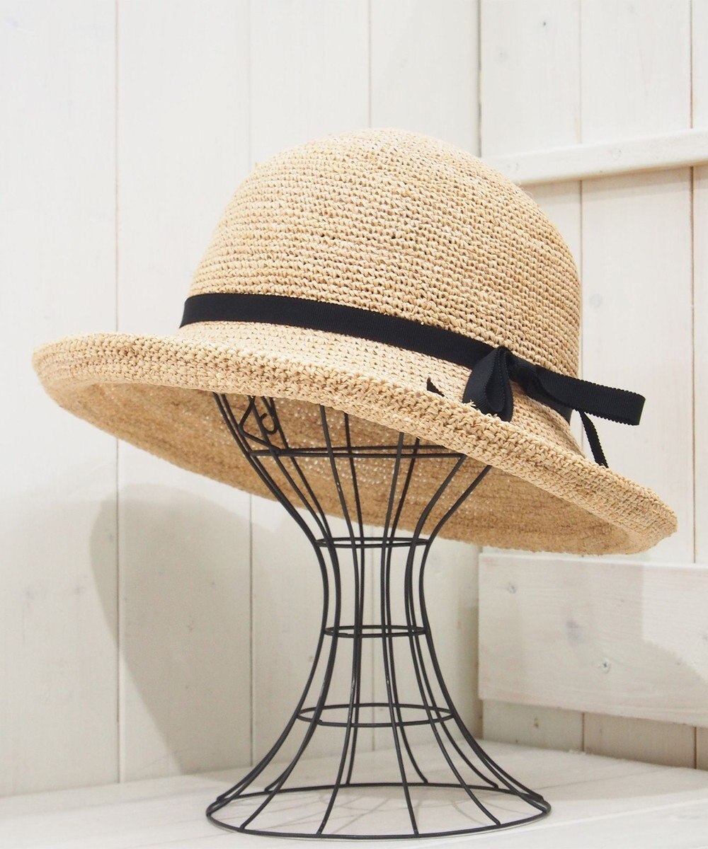 石田製帽  ラフィア糸入りかぎ編み ソフトハットセーラ 