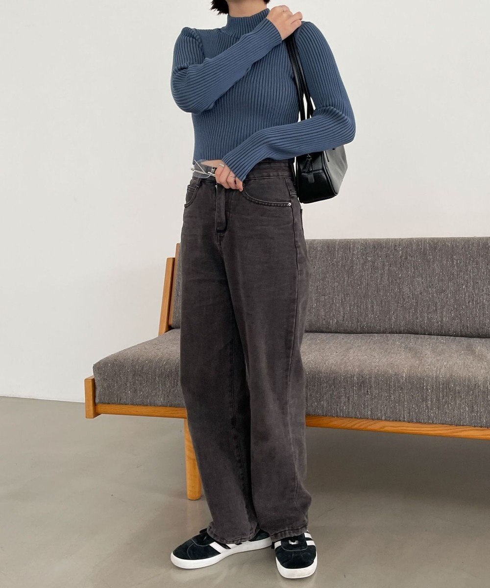 WEGO リブハイネックショートニット 