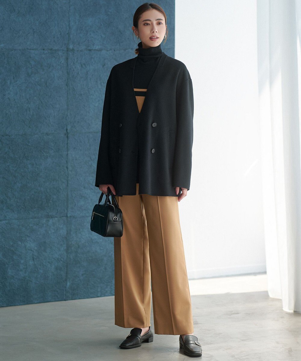 ICB WoolRever ノーカラーショートコート 