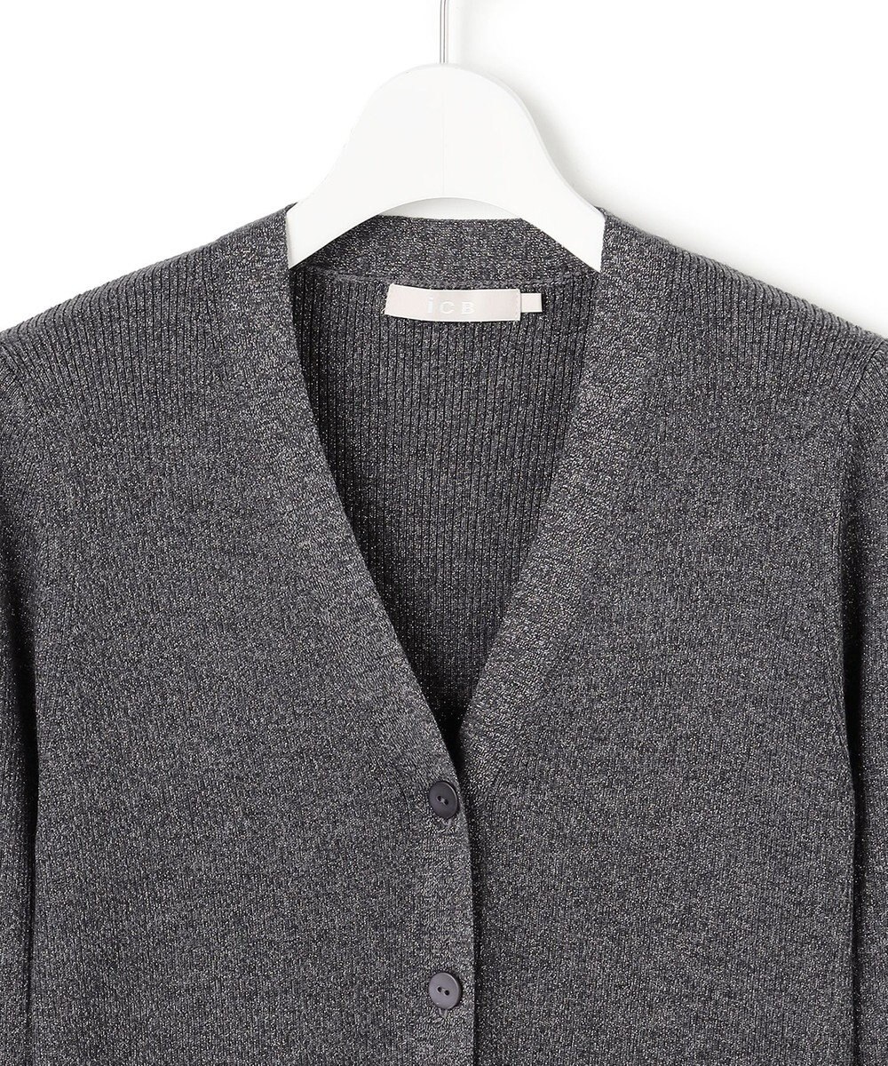 ICB L 【洗える】 エクストラファインメリノリブ Vネックカーディガン 