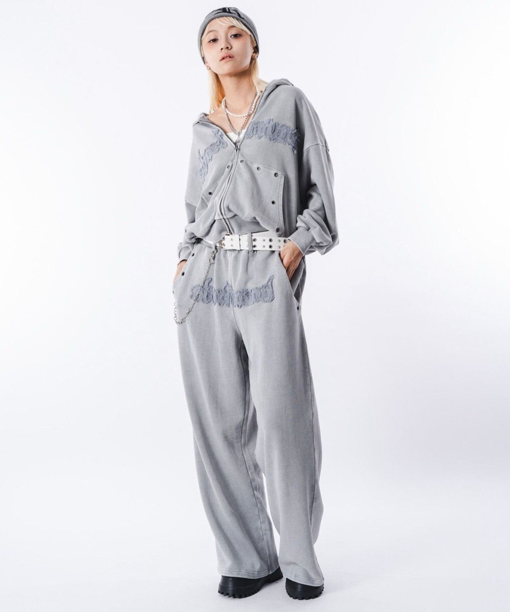 WEGO 【ウエストゴム/ユニセックス着用ITEM】ブリーチハトメスウェットパンツ 