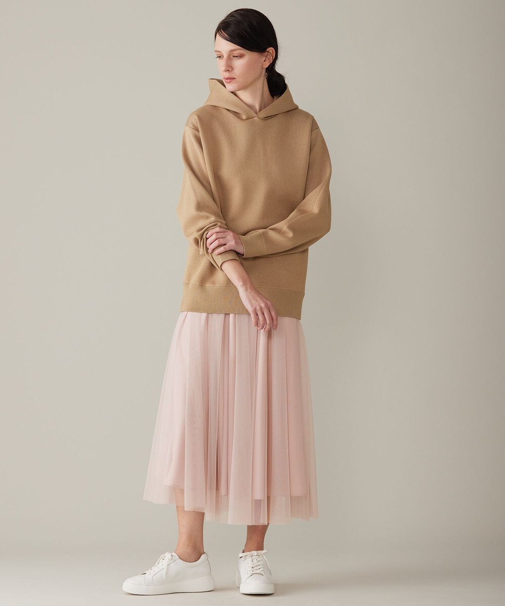 自由区 L 【洗える】シャイニースムースニット パーカー 