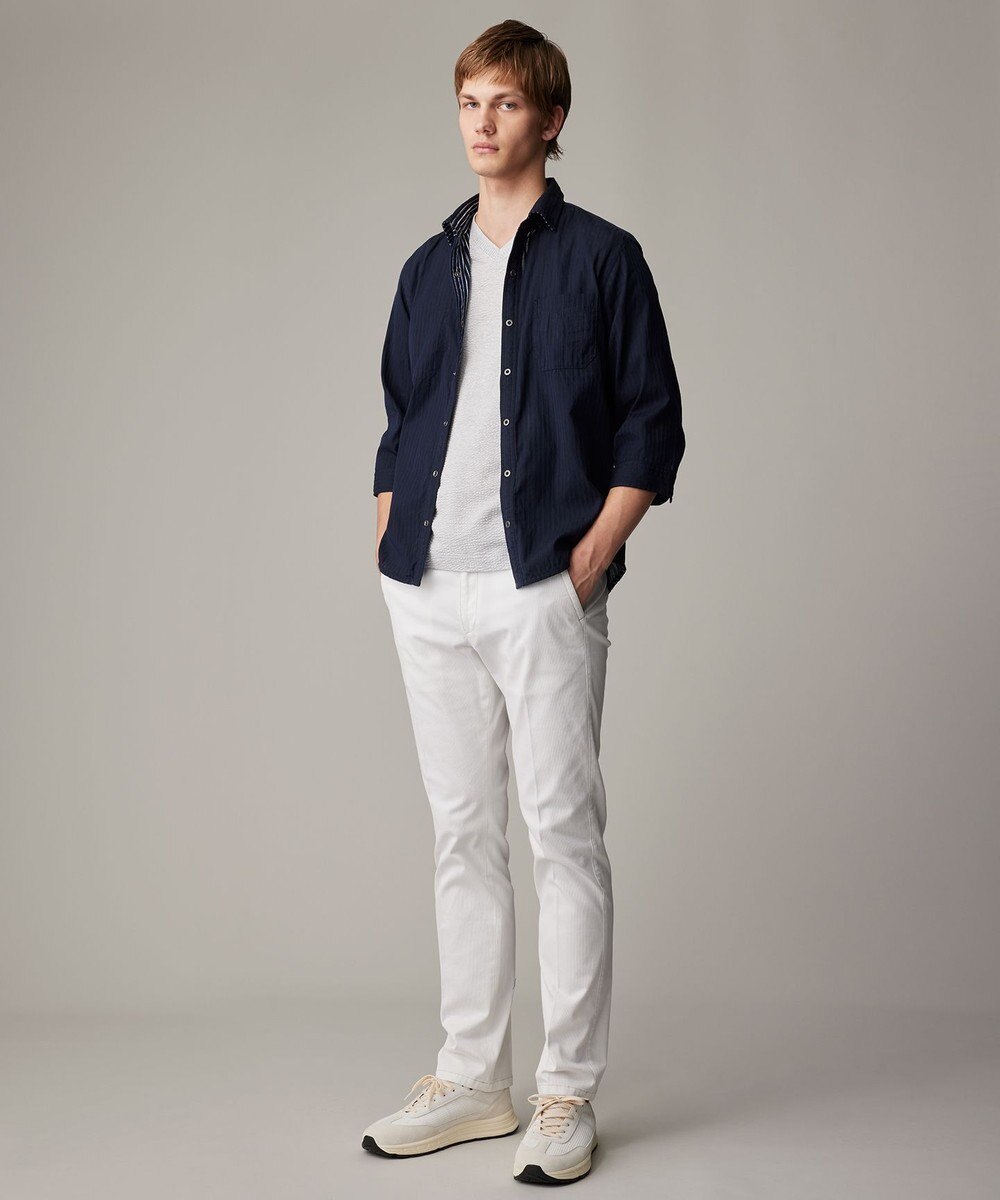 JOSEPH ABBOUD 【オーガニックコットン使用・日本製】JOEコットンサッカー Vネック Tシャツ 