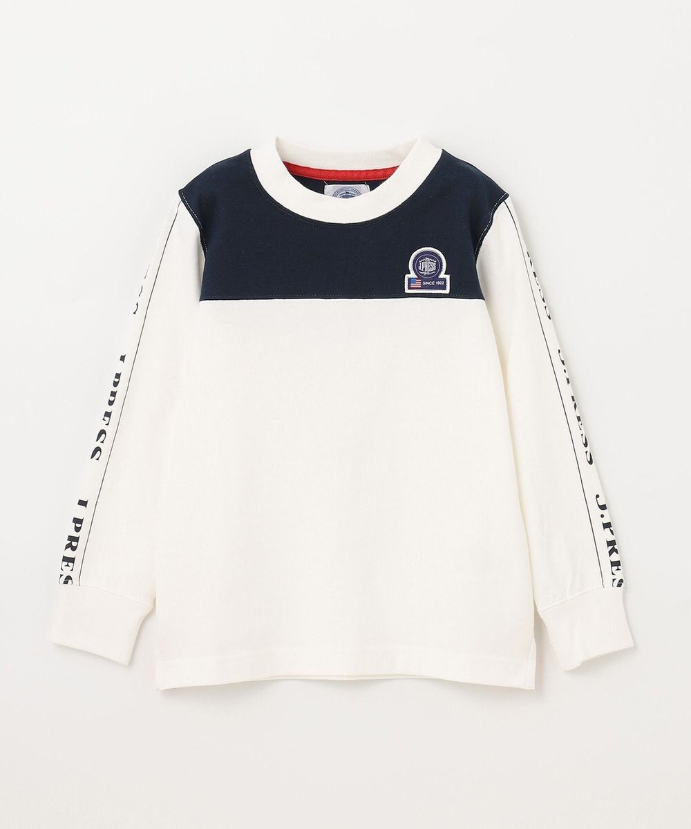 J.PRESS KIDS 【110-130cm】切替×袖プリント 長袖Tシャツ 