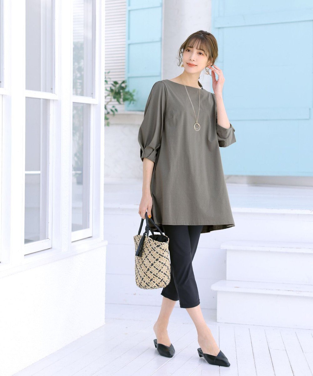 Tiaclasse L 【洗える】大人可愛いバックフレアカットチュニック 