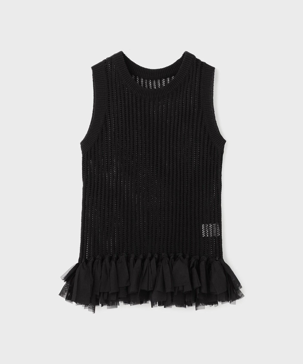 GRACE CONTINENTAL チュールフリンジニットトップ 