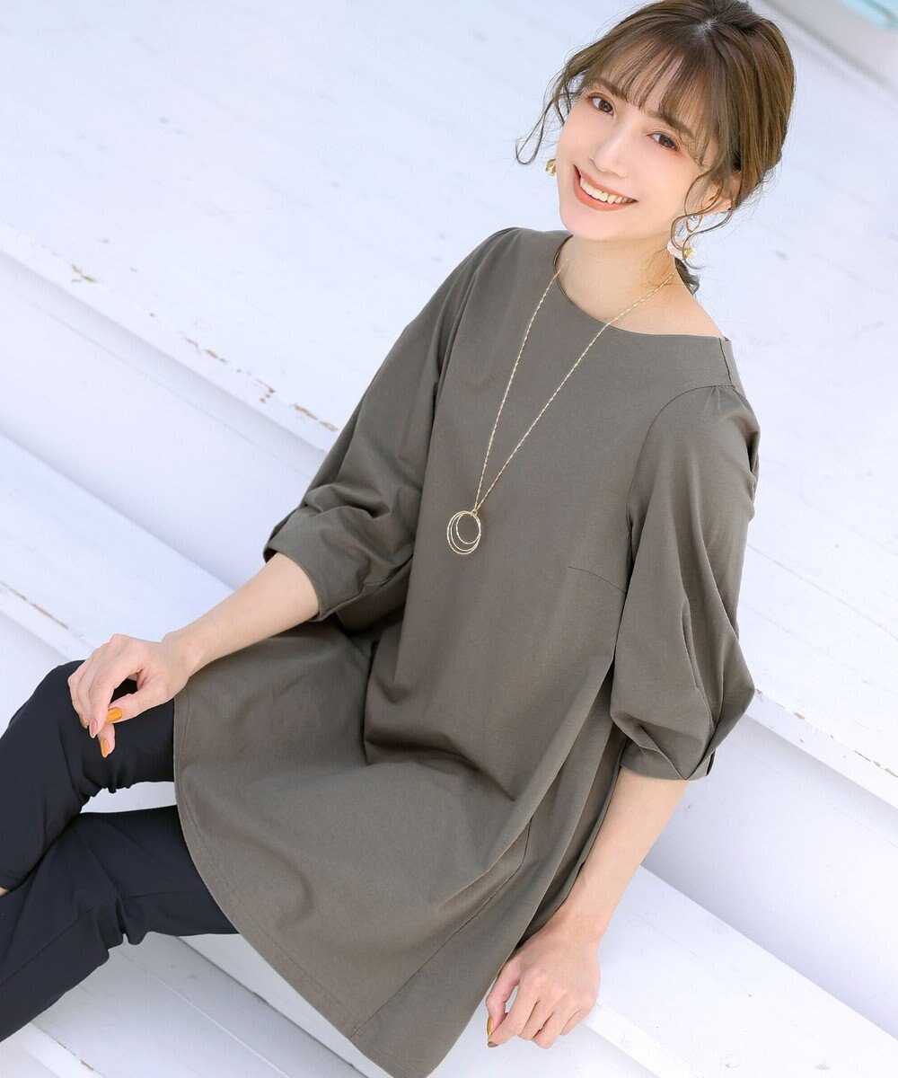 Tiaclasse 【洗える】大人可愛いバックフレアカットチュニック 