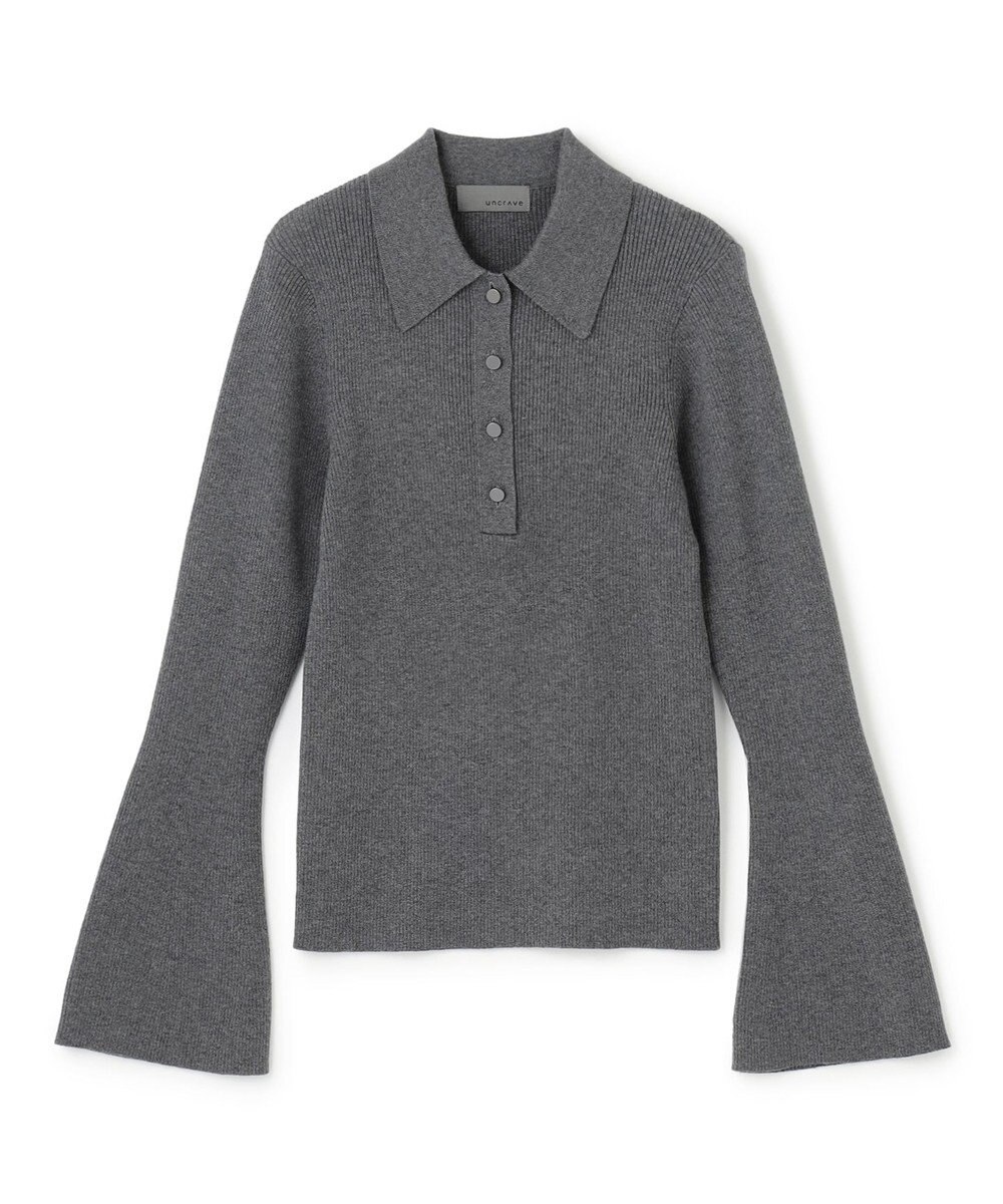 uncrave 【洗濯機洗い可】リブ フレアスリーブポロニット（uncrave STANDARD） 
