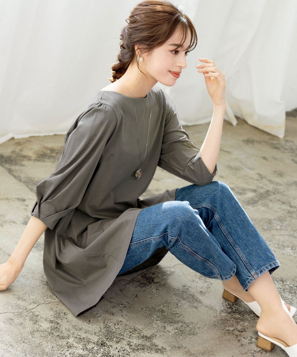 Tiaclasse L 【洗える】大人可愛いバックフレアカットチュニック 