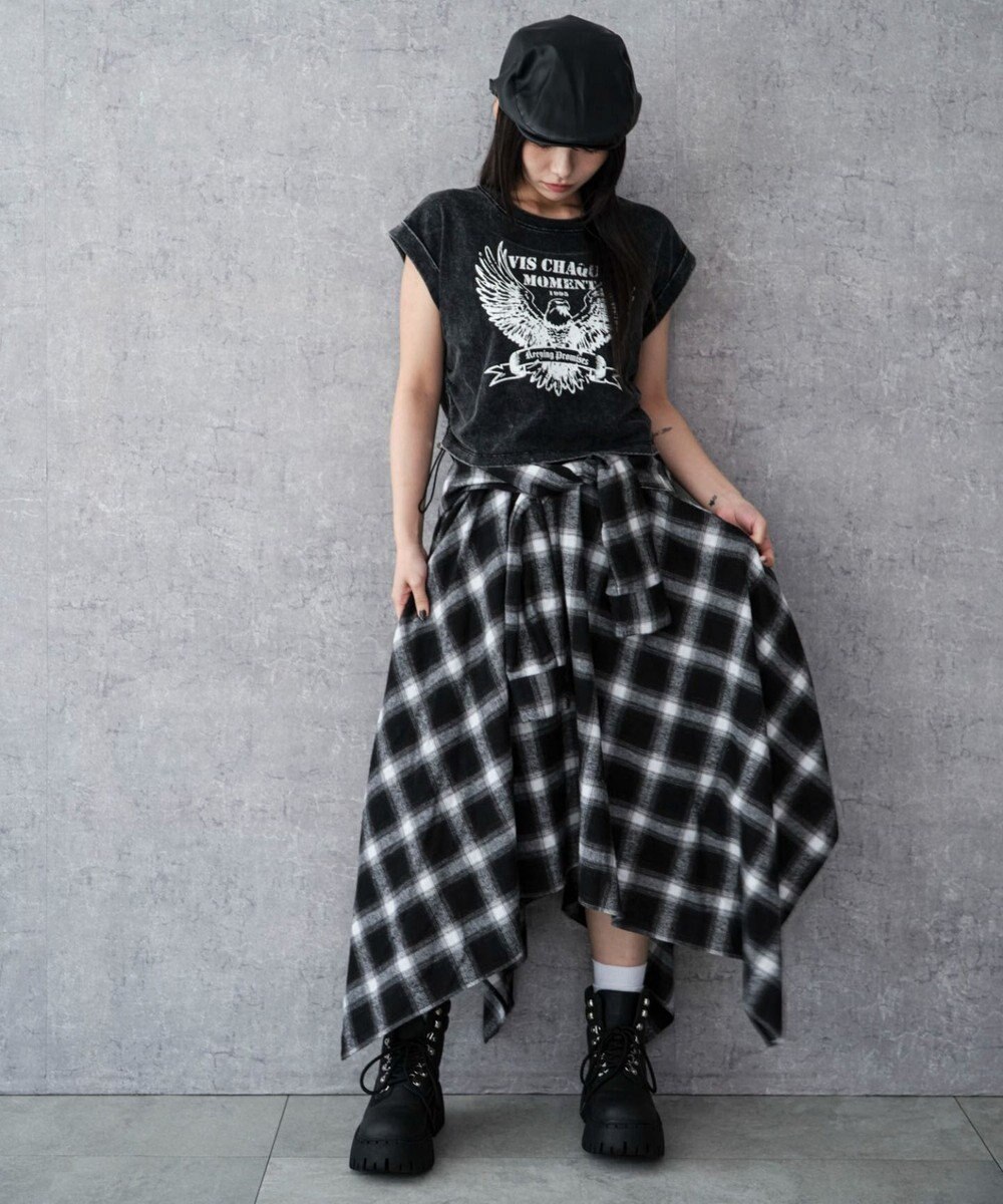 WEGO ネルシャツライクイレヘムロングスカート 