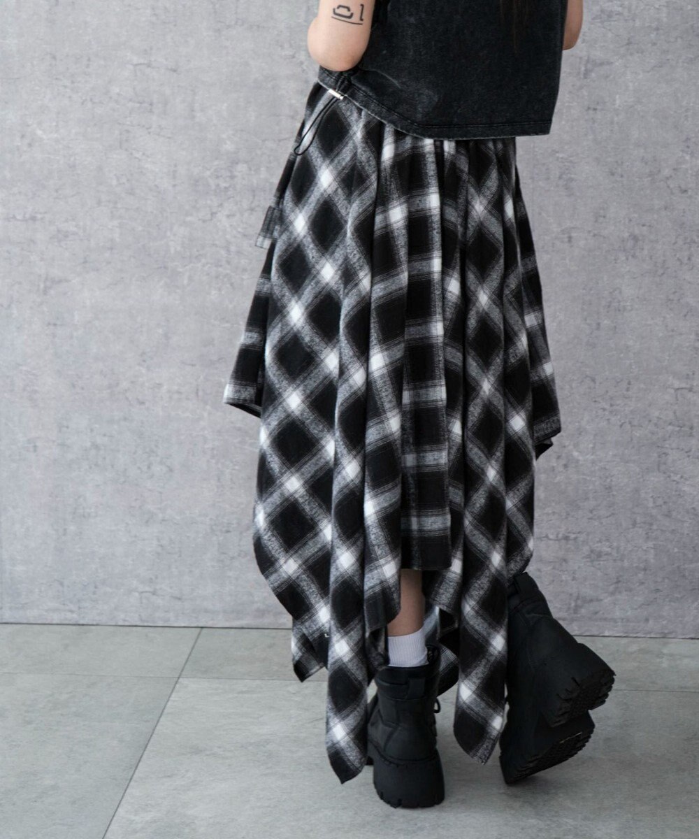 WEGO ネルシャツライクイレヘムロングスカート 