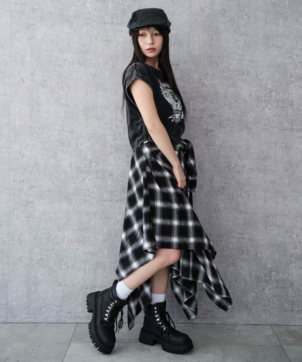 WEGO ネルシャツライクイレヘムロングスカート 