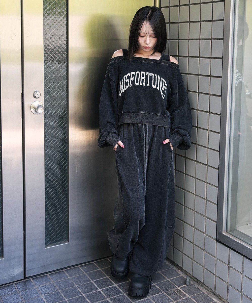 WEGO 【ウエストゴム】カーブデザインスウェットパンツ 