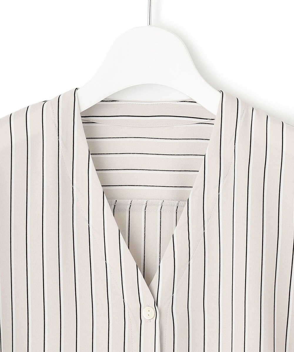 23区 S バックサテンアムンゼン ストライプ プリント ブラウス 