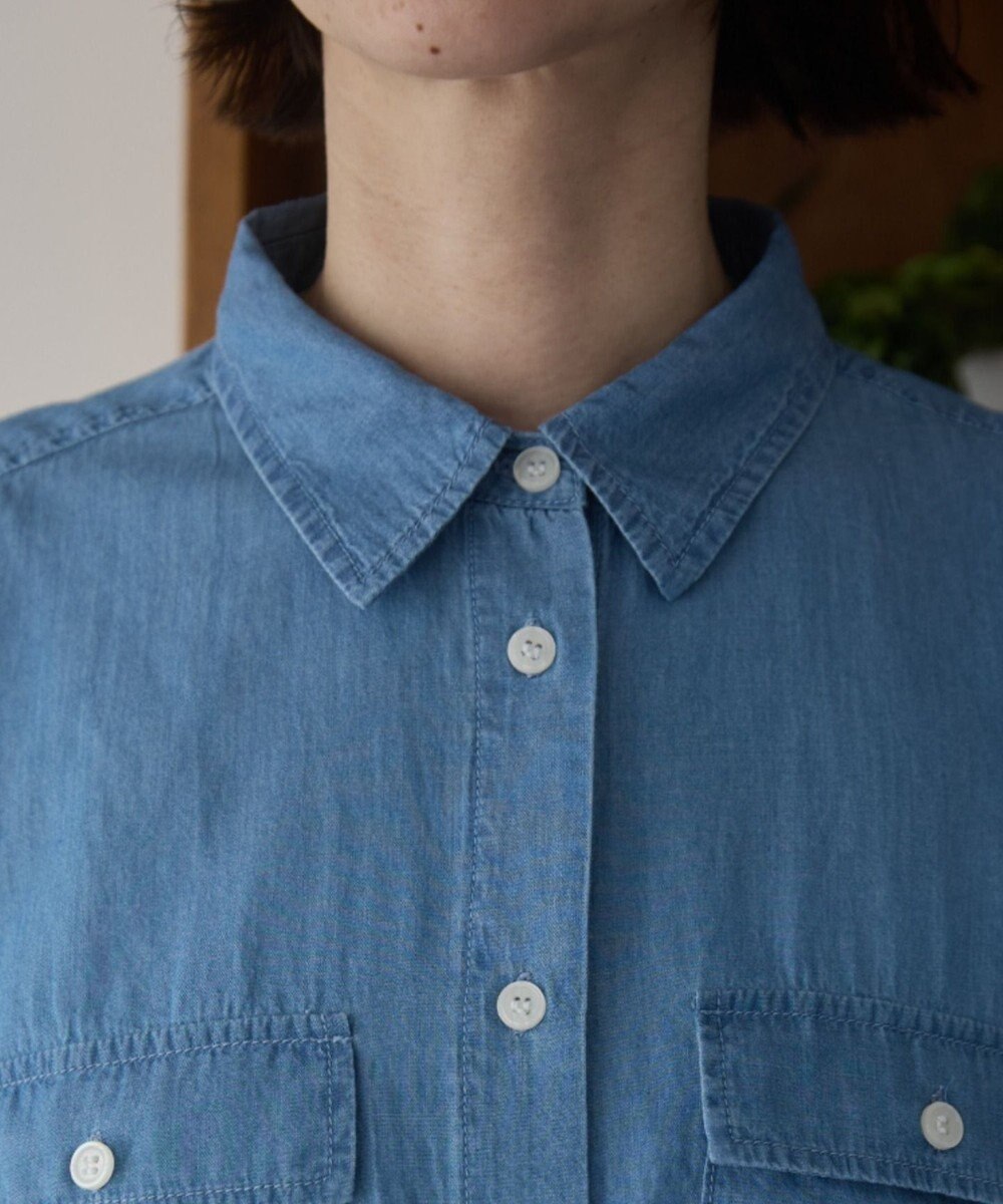 WEGO 【ANGIE VINTAGE】シアーデニムレギュラーカラーシャツ 