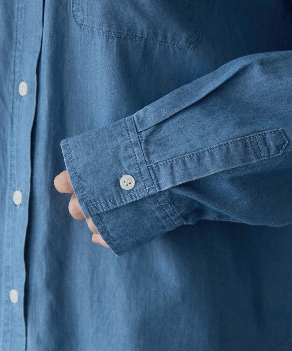 WEGO 【ANGIE VINTAGE】シアーデニムレギュラーカラーシャツ 