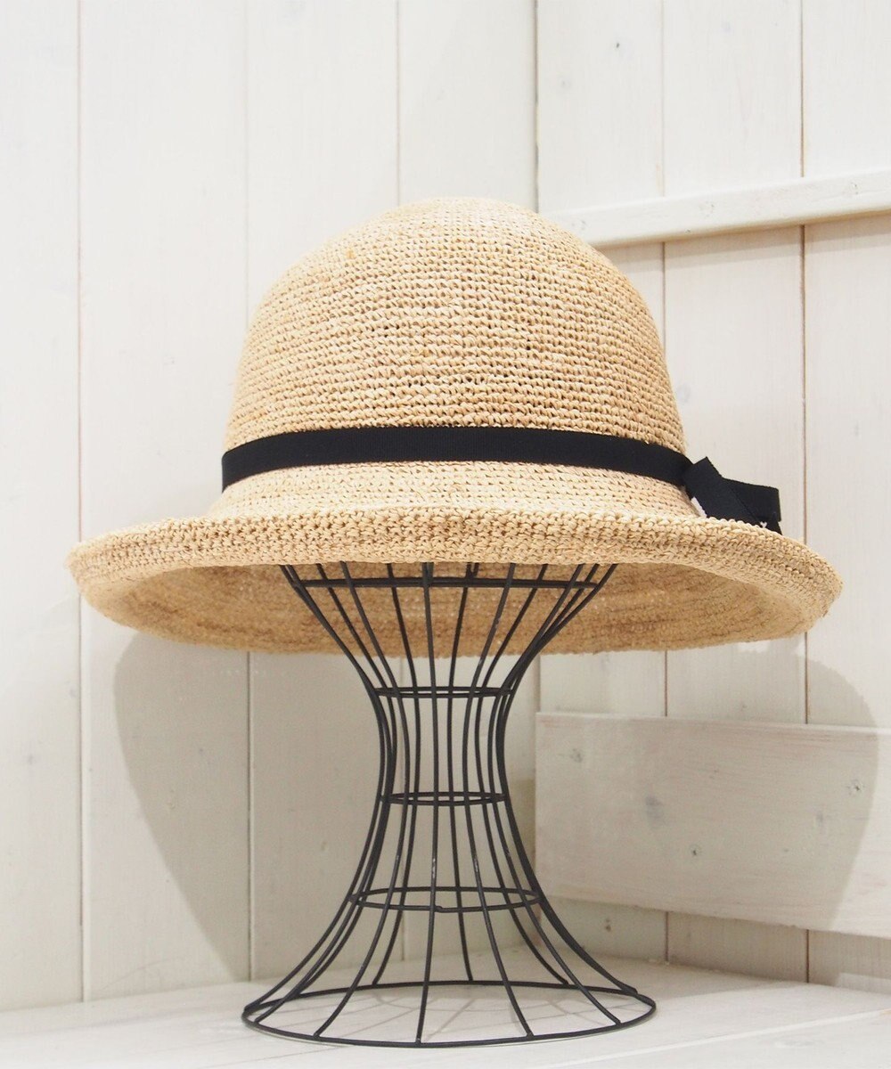 石田製帽  ラフィア糸入りかぎ編み ソフトハットセーラ 