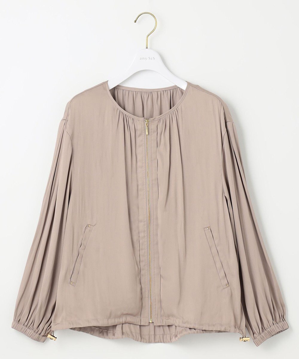 ANY SIS S 【接触冷感・速乾・UVカット】ツヤテロギャザー ブルゾン 