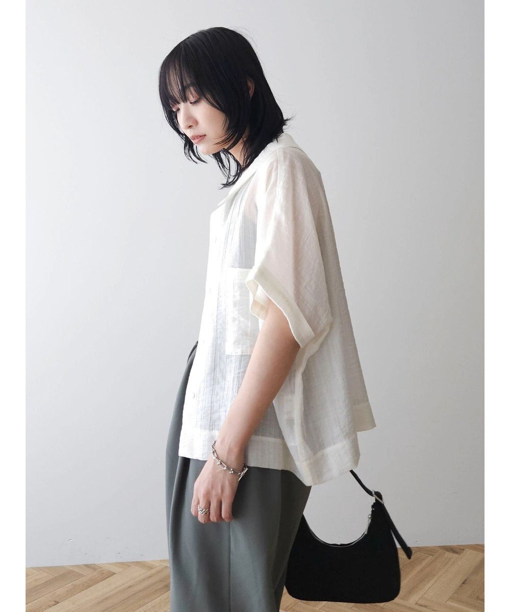 Green Parks シアーストライプショート丈シャツ 