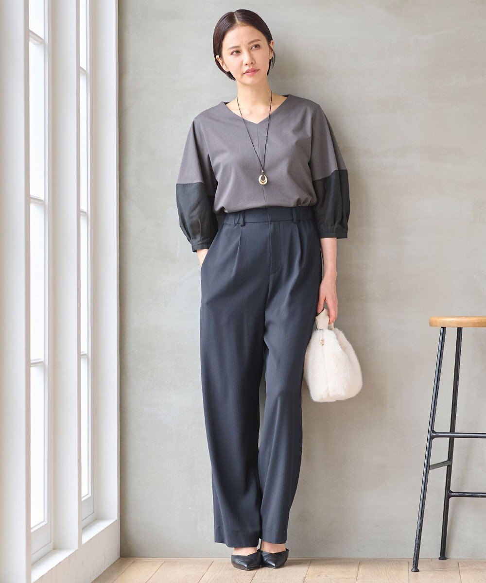 自由区 【洗える】エッセンシャルポンチ Vネックカットソー 