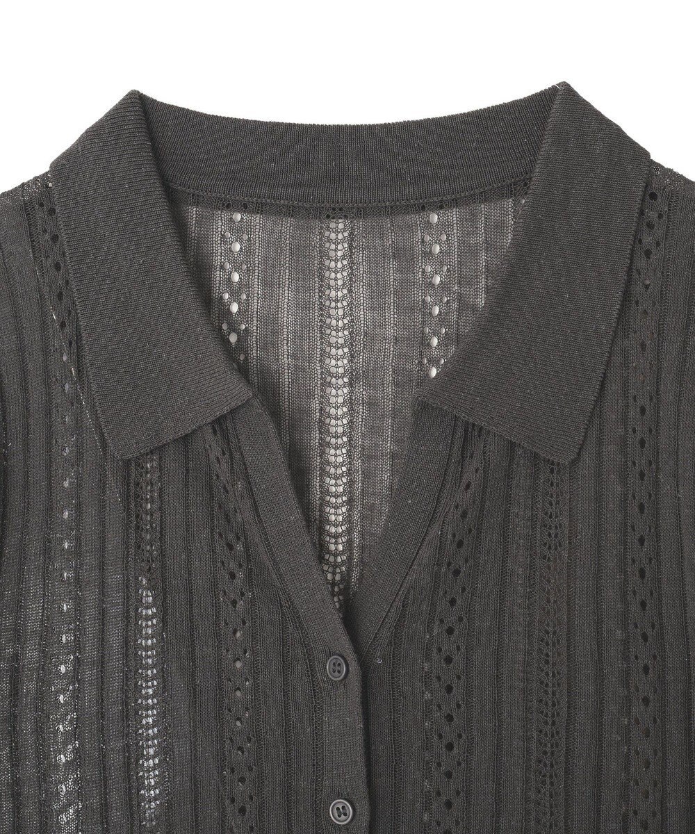CRAFT STANDARD BOUTIQUE レースニット衿付き半袖カーディガン 