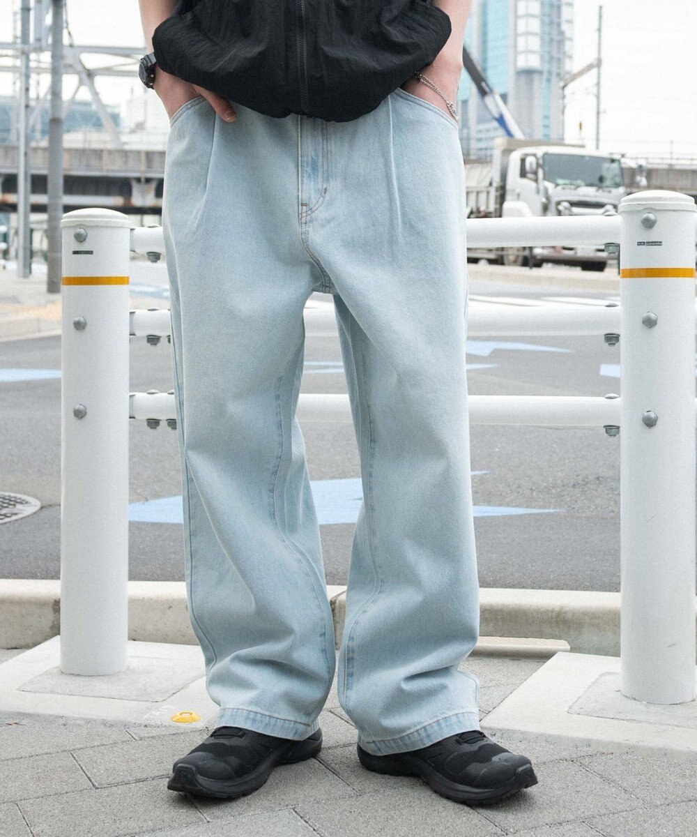 WEGO 【ユニセックス着用ITEM/SMLサイズ展開】ルーズテーパードデニムパンツ 