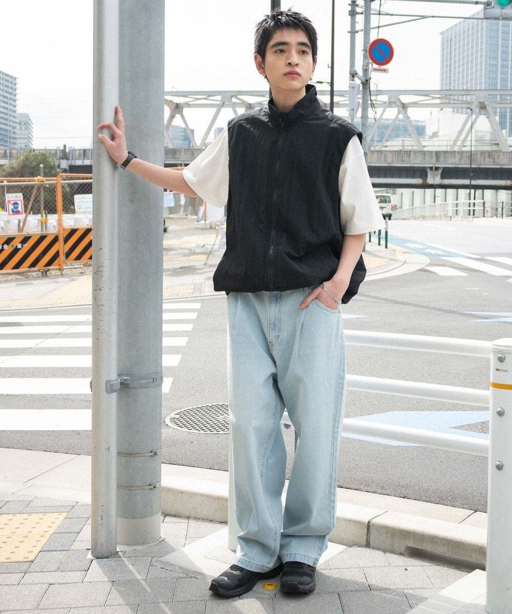 WEGO 【ユニセックス着用ITEM/SMLサイズ展開】ルーズテーパードデニムパンツ 