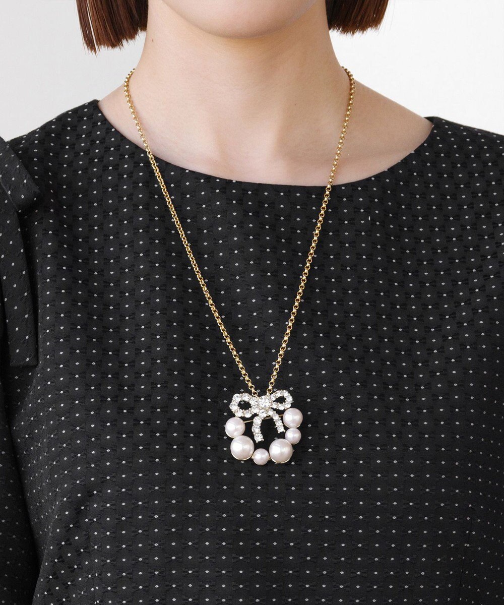 TOCCA 【2WAY】PROMISE PEARL RIBBON BROOCH NECKLACE ブローチ ネックレス 
