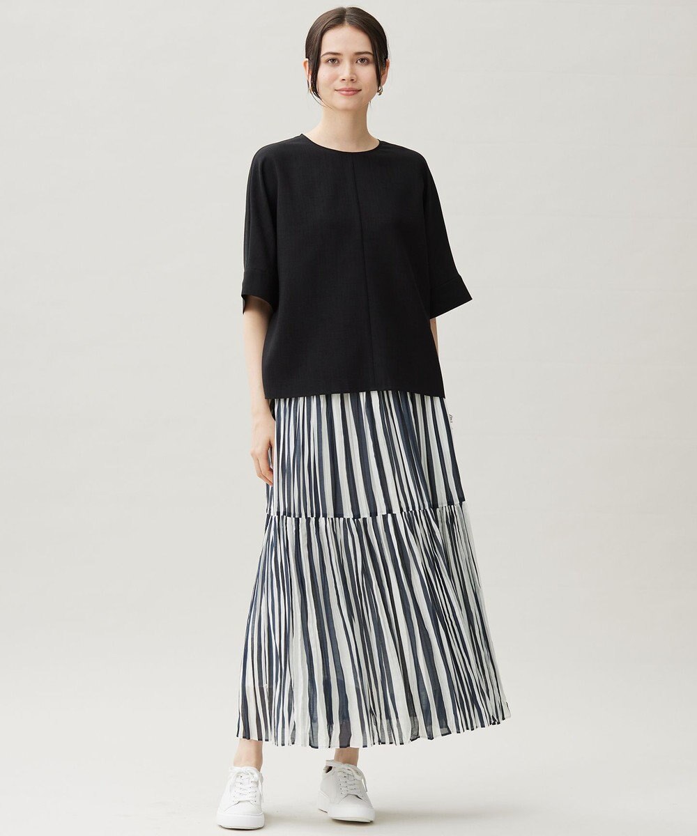 自由区 【セットアップ対応・接触冷感・UVカット・洗える】ライトリネンライク Tブラウス 