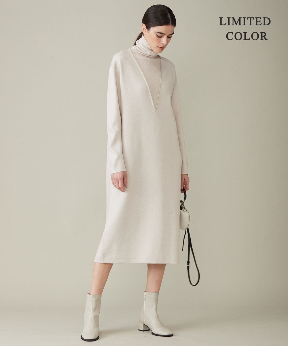 ICB 【WEB限定カラーあり】ウールブレンドスムース レイヤードデザインワンピース 