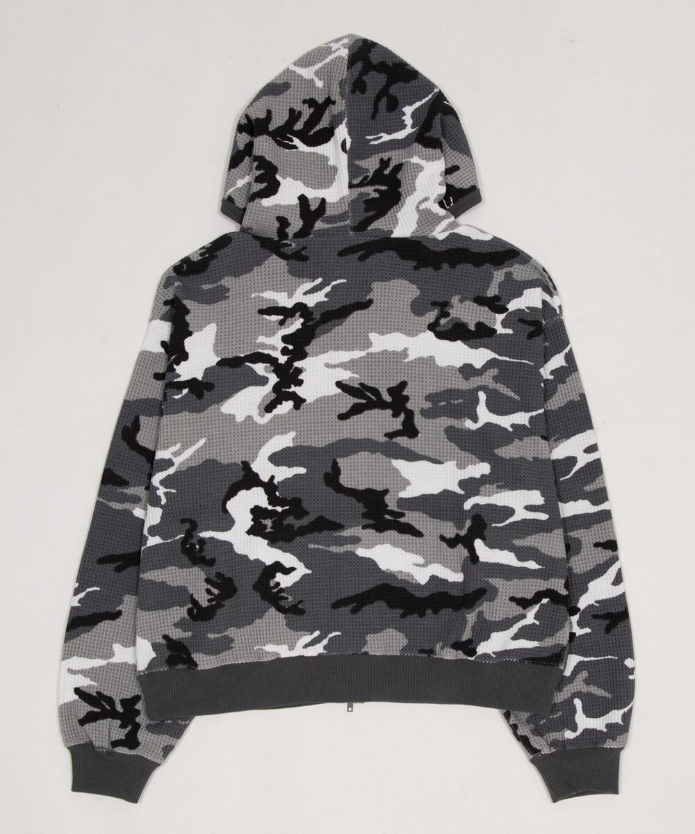 WEGO 【ユニセックス着用ITEM】ワッフルグラフィックカットZIPパーカー 