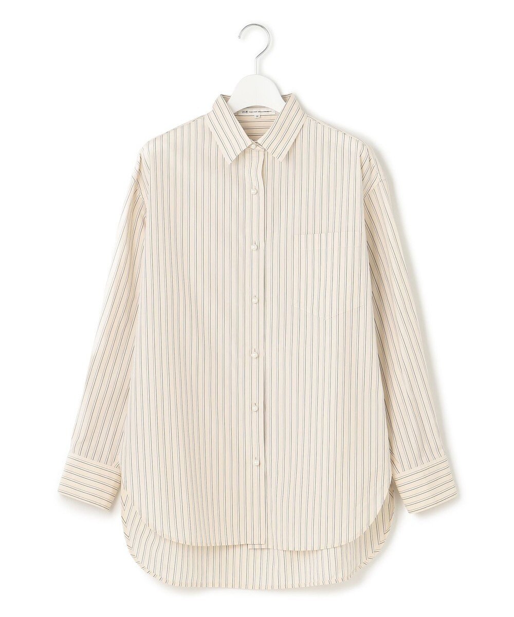 23区 S 【洗える】CANCLINI ポケット付き パールボタン シャツブラウス 