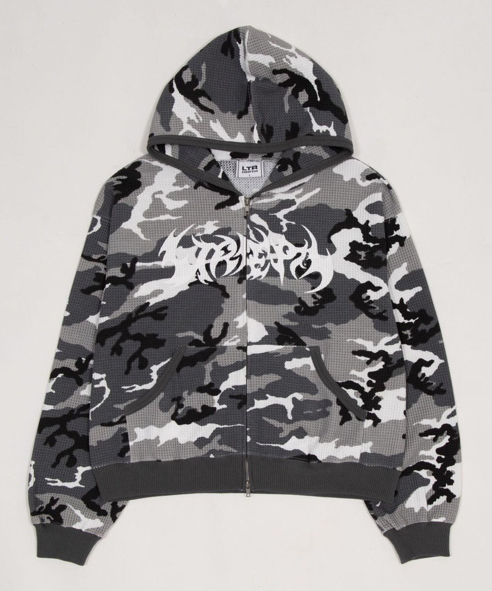 WEGO 【ユニセックス着用ITEM】ワッフルグラフィックカットZIPパーカー 