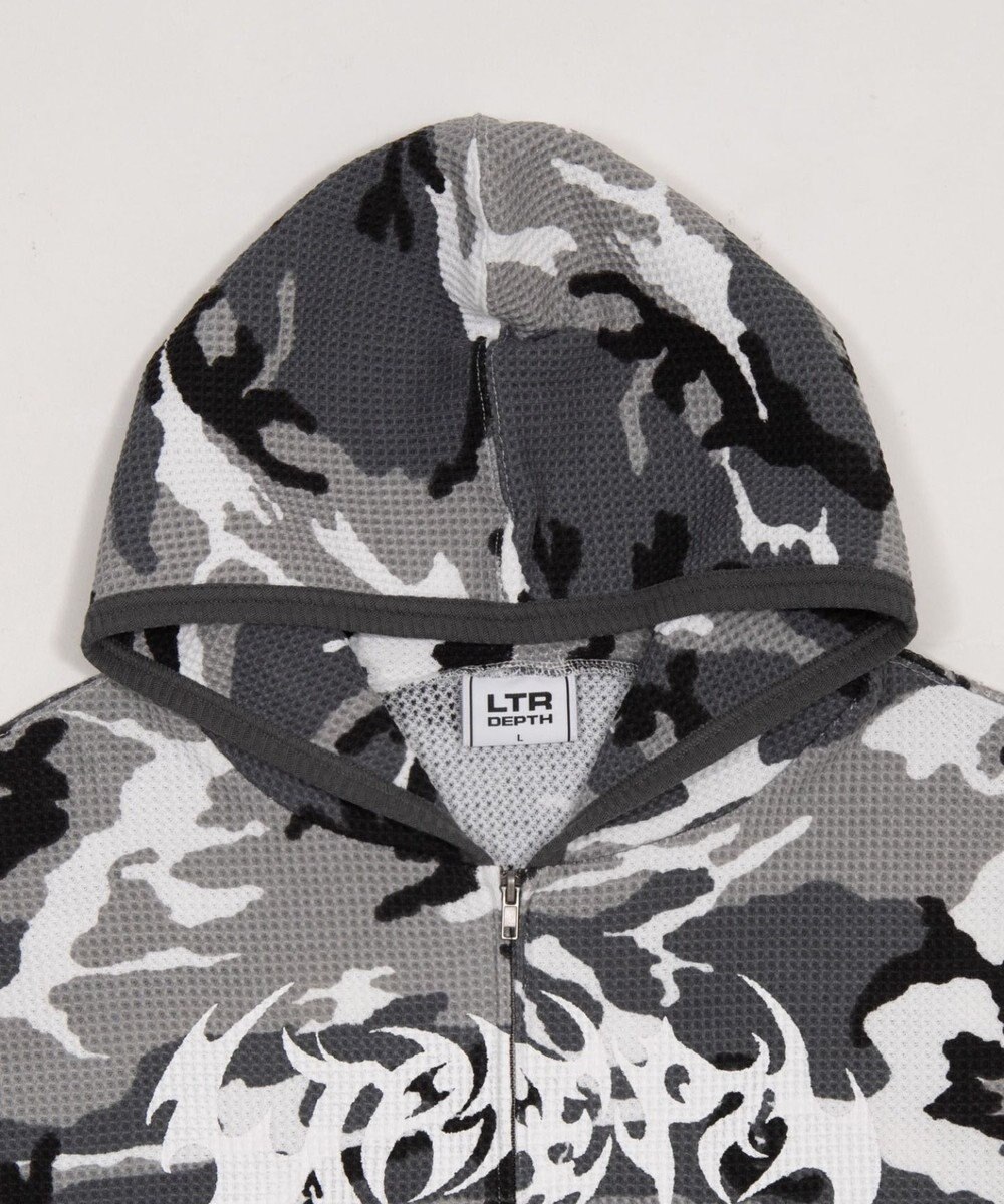 WEGO 【ユニセックス着用ITEM】ワッフルグラフィックカットZIPパーカー 