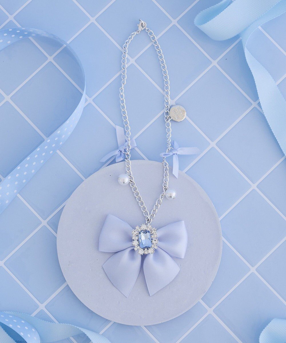 Maison de FLEUR ブルーマニアビジューリボンチャーム 