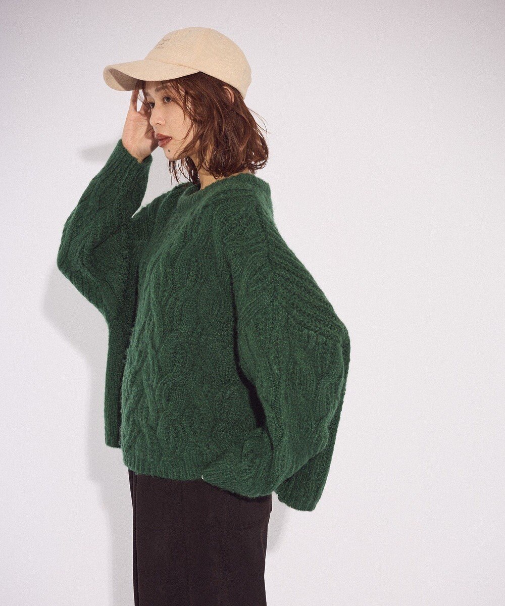 Green Parks ふわふわケーブルニットプルオーバー 