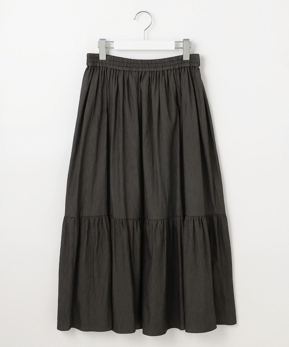 J.PRESS LADIES 【洗える】シャンブレーツイル ティアード スカート 