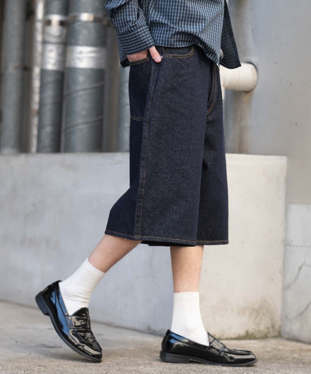 WEGO 【ユニセックス着用ITEM/SMLサイズ展開】スーパーバギーデニムショーツ 