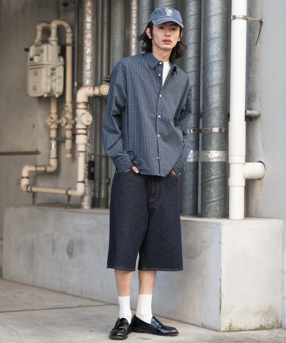 WEGO 【ユニセックス着用ITEM/SMLサイズ展開】スーパーバギーデニムショーツ 